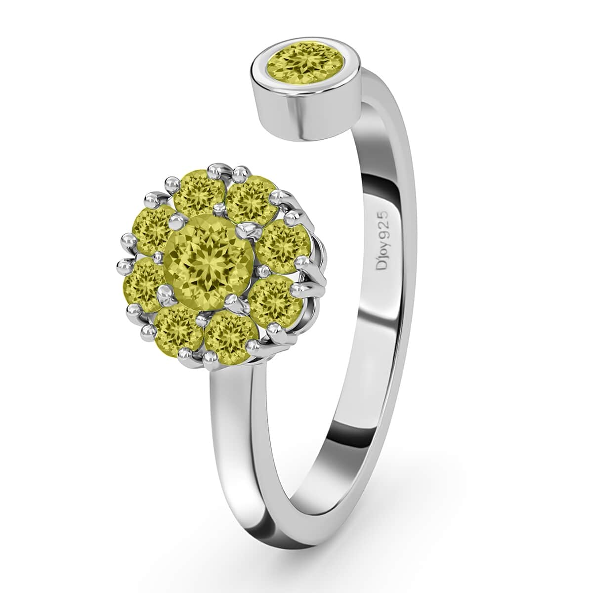 Peridot August Birthstone Anxiety Spinner Openable Band Ring in Platinum Over Sterling Silver (Large Adjustable Size 9-11) 0.75 ctw image number 5