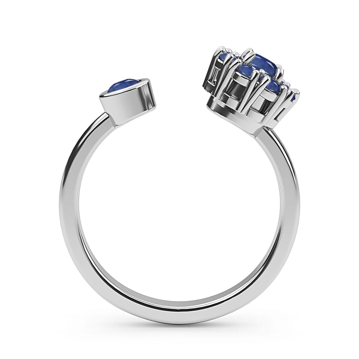 Masoala Sapphire (D) September Birthstone Anxiety Spinner Openable Band Adjustable Ring in Platinum Over Sterling Silver (Size 5.0) 1.10 ctw image number 5