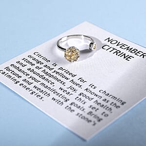 Brazilian Citrine 0.65 ctw November Birthstone Anxiety Spinner Openable Band Ring in Platinum Over Sterling Silver (Adjustable Size 9-11)