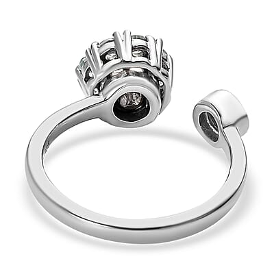 Cambodian Blue Zircon December Birthstone Anxiety Spinner Openable Band Ring in Platinum Over Sterling Silver (Medium Adjustable Size 5-8) 1.00 ctw