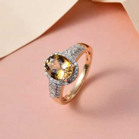 LUXORO 14K Yellow Gold Premium Natural Golden Tanzanite, Diamond (G-H, I3) (0.35 cts) Ring (Size 7.0) (3.75 g) 2.20 ctw image number 1