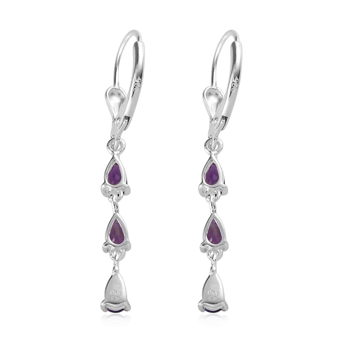 Amethyst Earrings in Sterling Silver 1.15 ctw image number 3