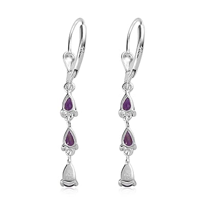Amethyst Dangling Earrings in Sterling Silver 1.00 ctw