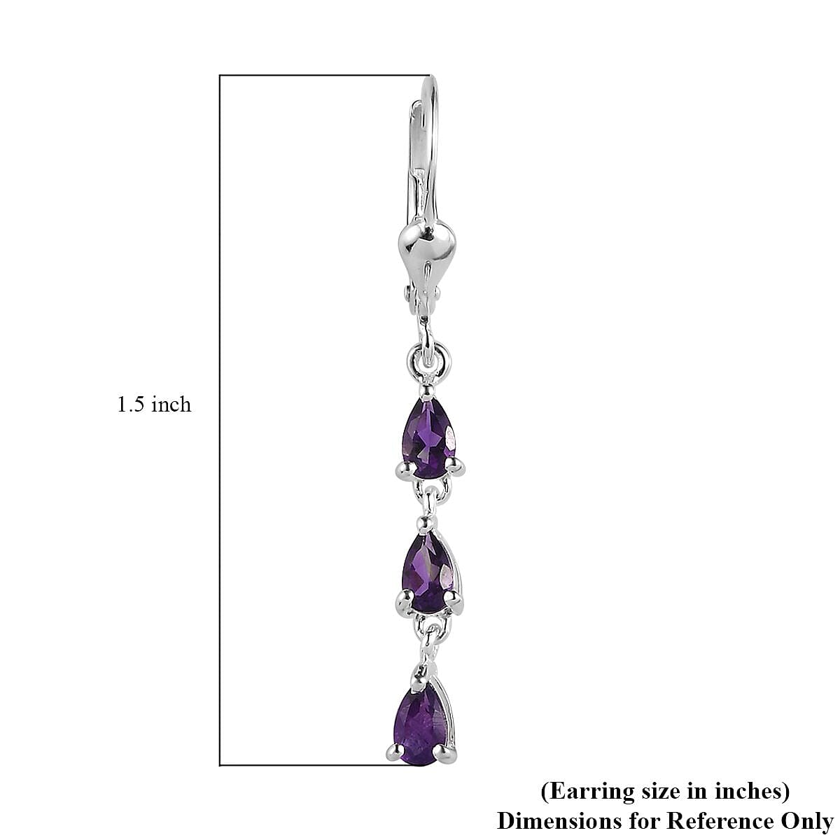 Amethyst Dangling Earrings in Sterling Silver 1.00 ctw