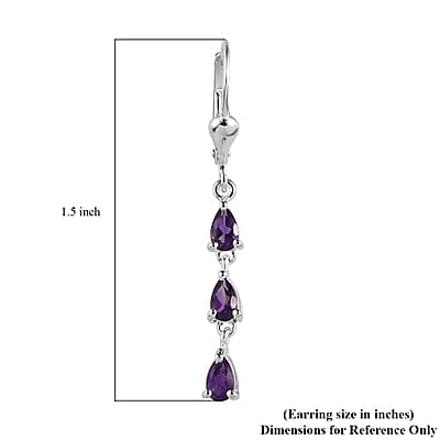 Amethyst Dangling Earrings in Sterling Silver 1.00 ctw