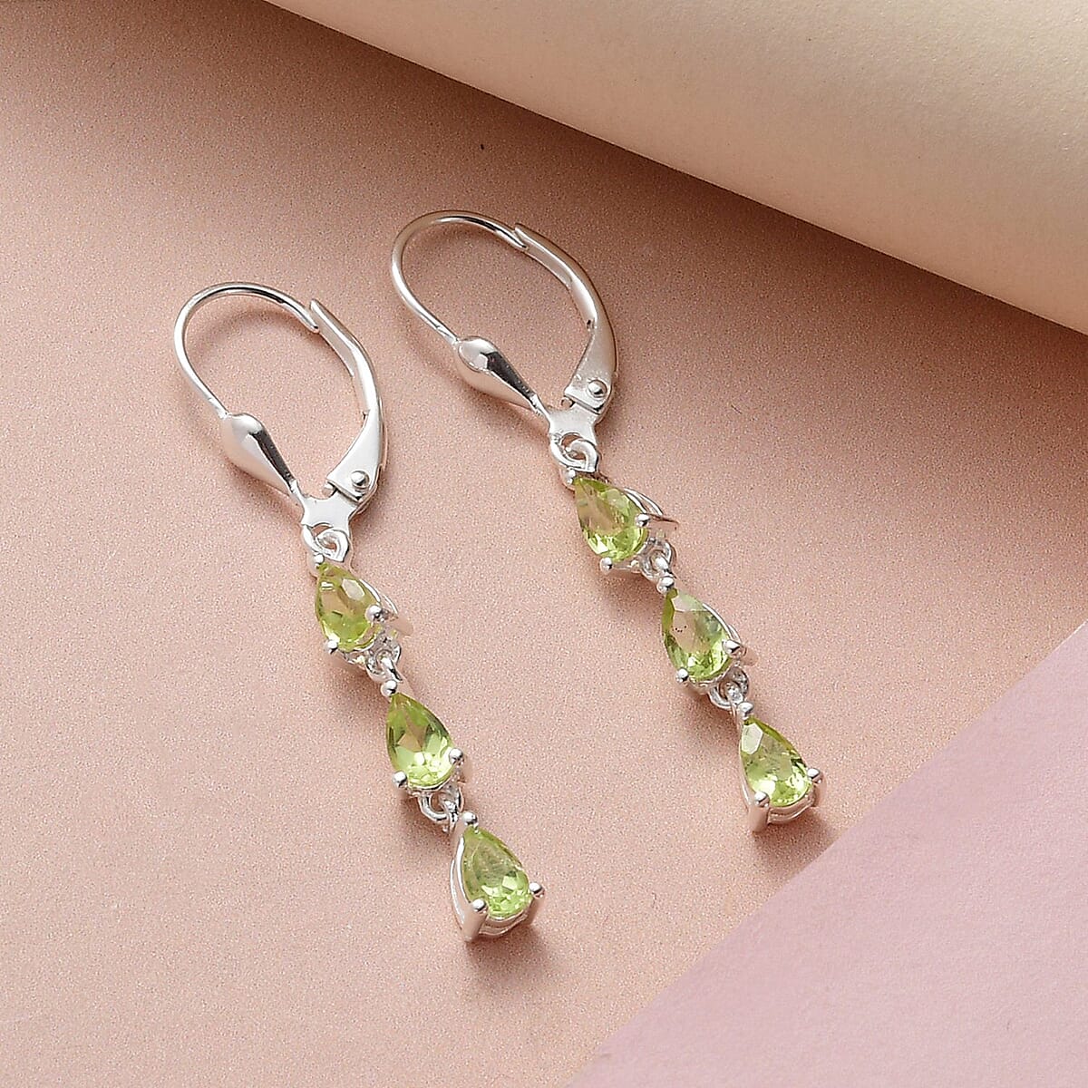 Peridot Dangling Earrings in Sterling Silver 1.00 ctw image number 1