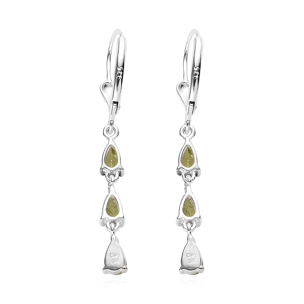 Peridot Dangling Earrings in Sterling Silver 1.00 ctw image number 3