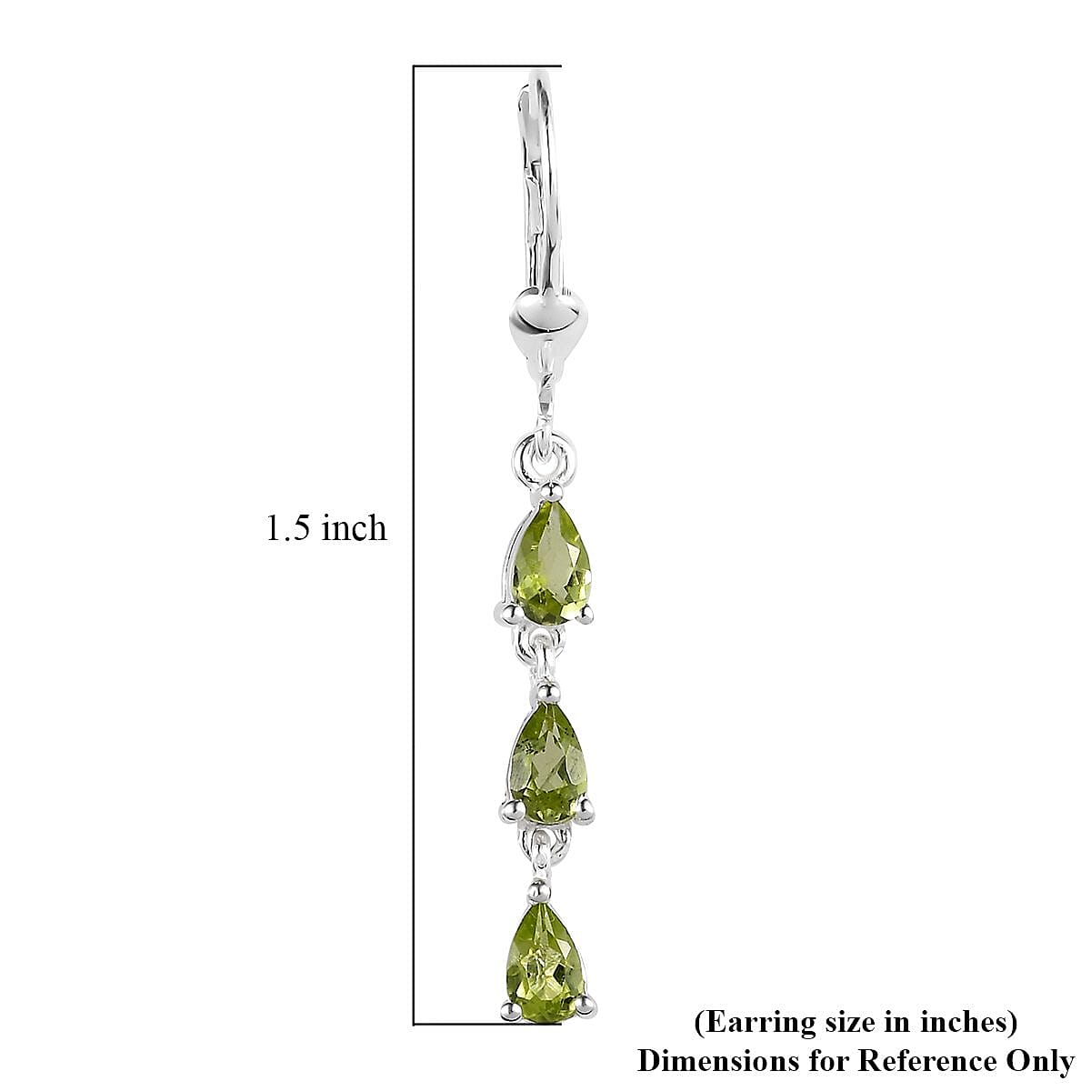 Peridot Dangling Earrings in Sterling Silver 1.00 ctw image number 4
