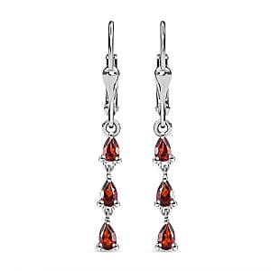 Mozambique Garnet Dangling Earrings in Sterling Silver 1.00 ctw