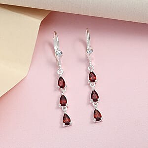 Mozambique Garnet Dangling Earrings in Sterling Silver 1.00 ctw