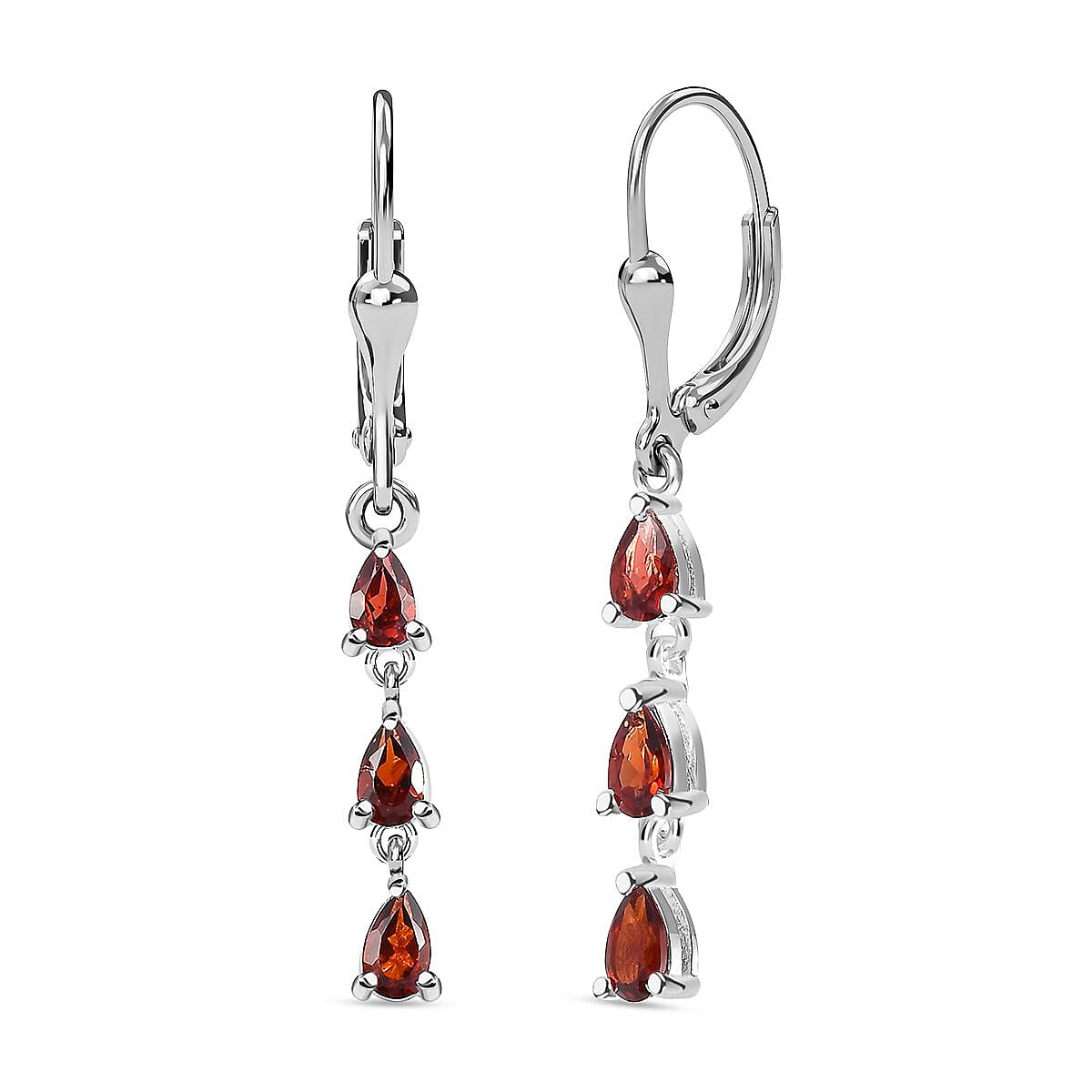 Mozambique Garnet Dangling Earrings in Sterling Silver 1.00 ctw image number 3