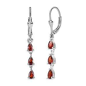 Mozambique Garnet Dangling Earrings in Sterling Silver 1.00 ctw