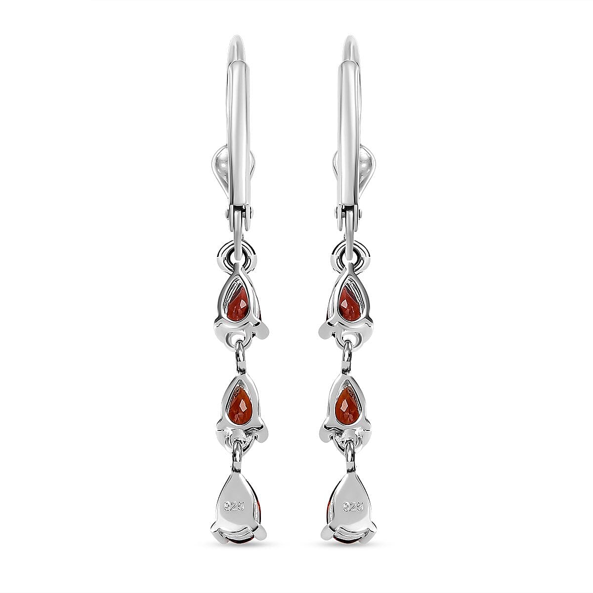 Mozambique Garnet Dangling Earrings in Sterling Silver 1.00 ctw image number 4
