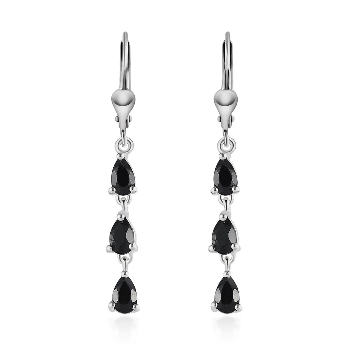 Thai Black Spinel Dangling Earrings in Sterling Silver 1.15 ctw image number 0