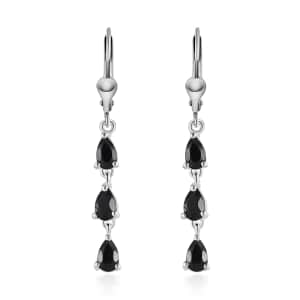 Thai Black Spinel Dangling Earrings in Sterling Silver 1.15 ctw