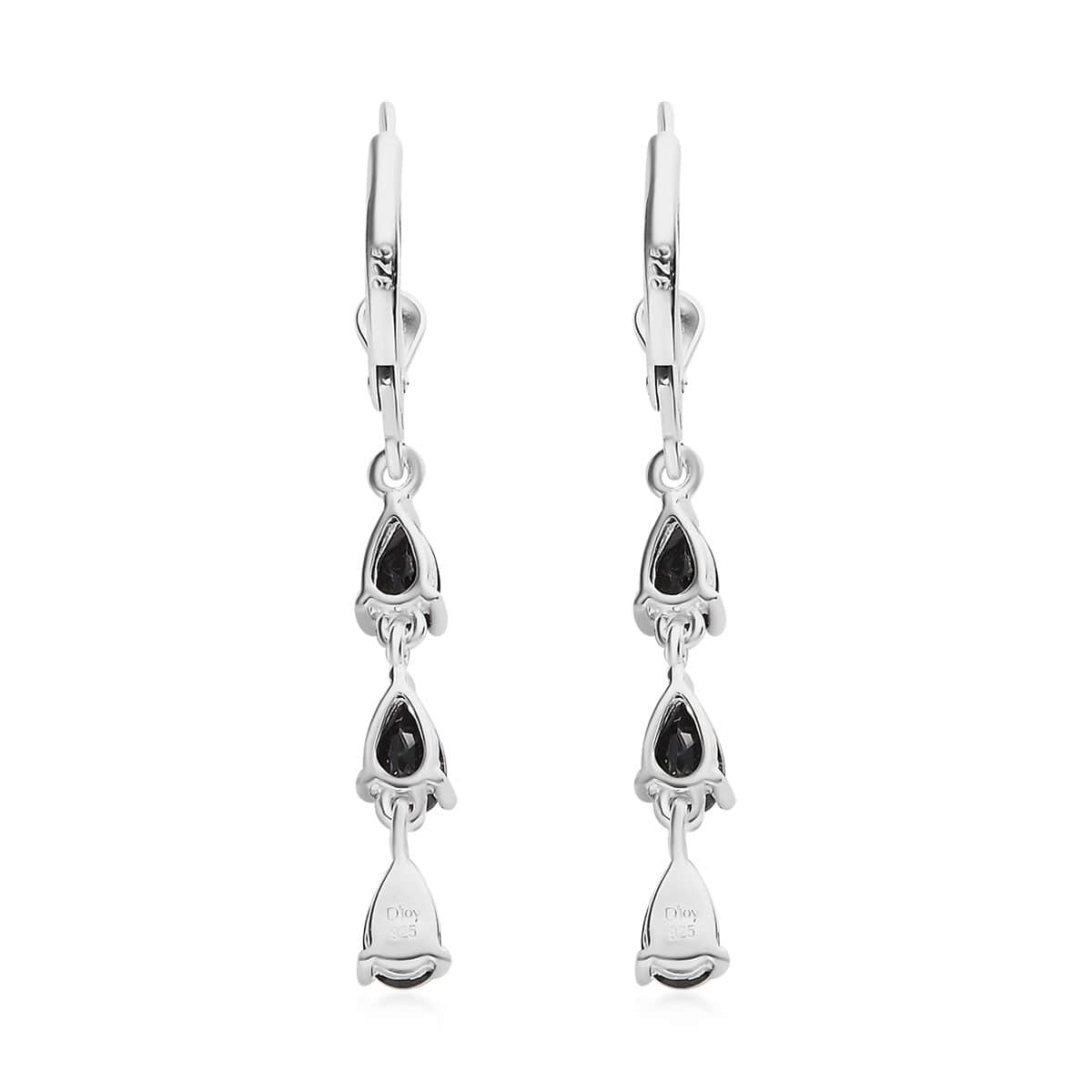 Thai Black Spinel Dangling Earrings in Sterling Silver 1.15 ctw image number 3