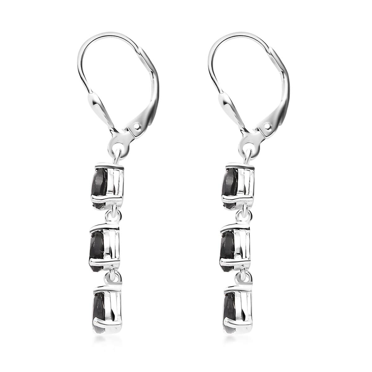 Thai Black Spinel Dangling Earrings in Sterling Silver 1.15 ctw image number 4