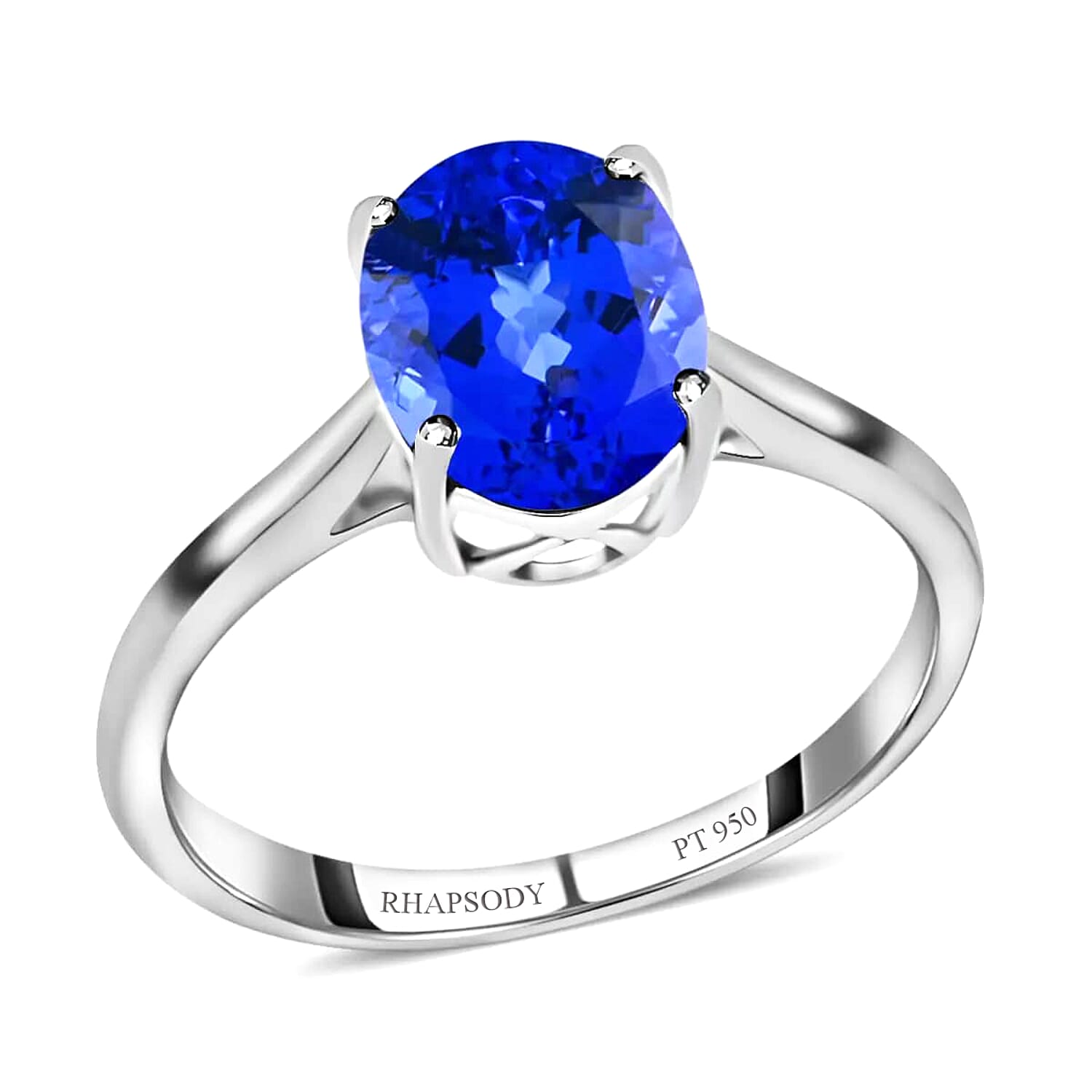 Certified and Appraised Rhapsody AAAA Tanzanite and Diamond E-F VS 2.90 ctw Ring in 950 Platinum (Size 7.0)