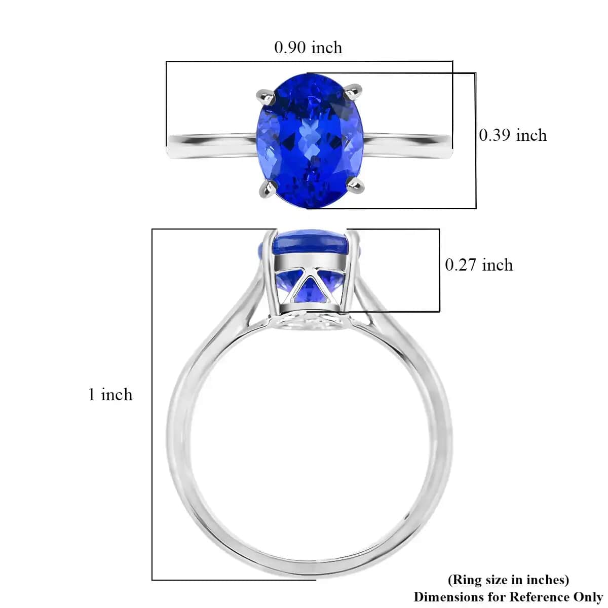 Certified and Appraised Rhapsody 950 Platinum AAAA Tanzanite Ring, Diamond Ring, Solitaire Engagement Rings, Promise Rings For Women 2.90 ctw (Size 7.0) image number 5