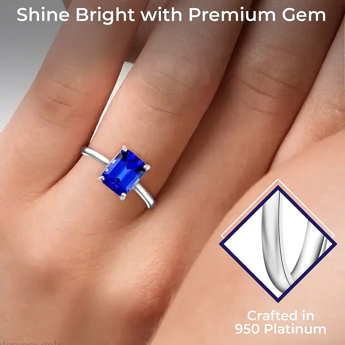 Certified and Appraised Rhapsody AAAA Tanzanite and Diamond 2.70 ctw Ring in 950 Platinum, Solitaire Engagement Rings,Promise Rings For Women (Size 7) image number 2