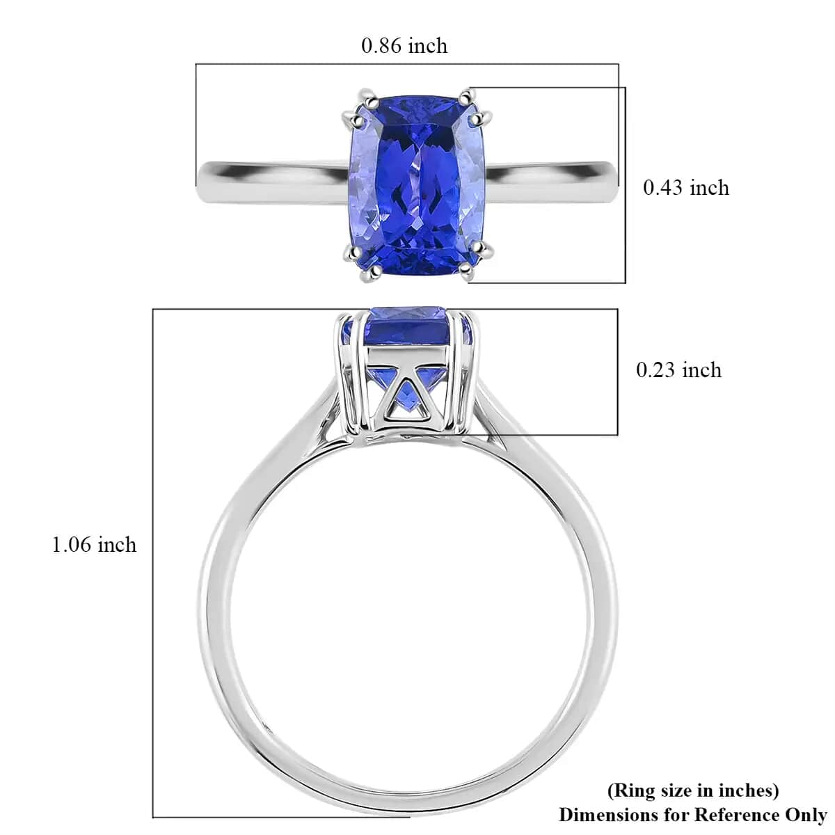 Certified and Appraised Rhapsody 950 Platinum AAAA Tanzanite and Diamond 2.50 ctw Ring, Solitaire Engagement Rings,Promise Rings For Women (Size 6) image number 5