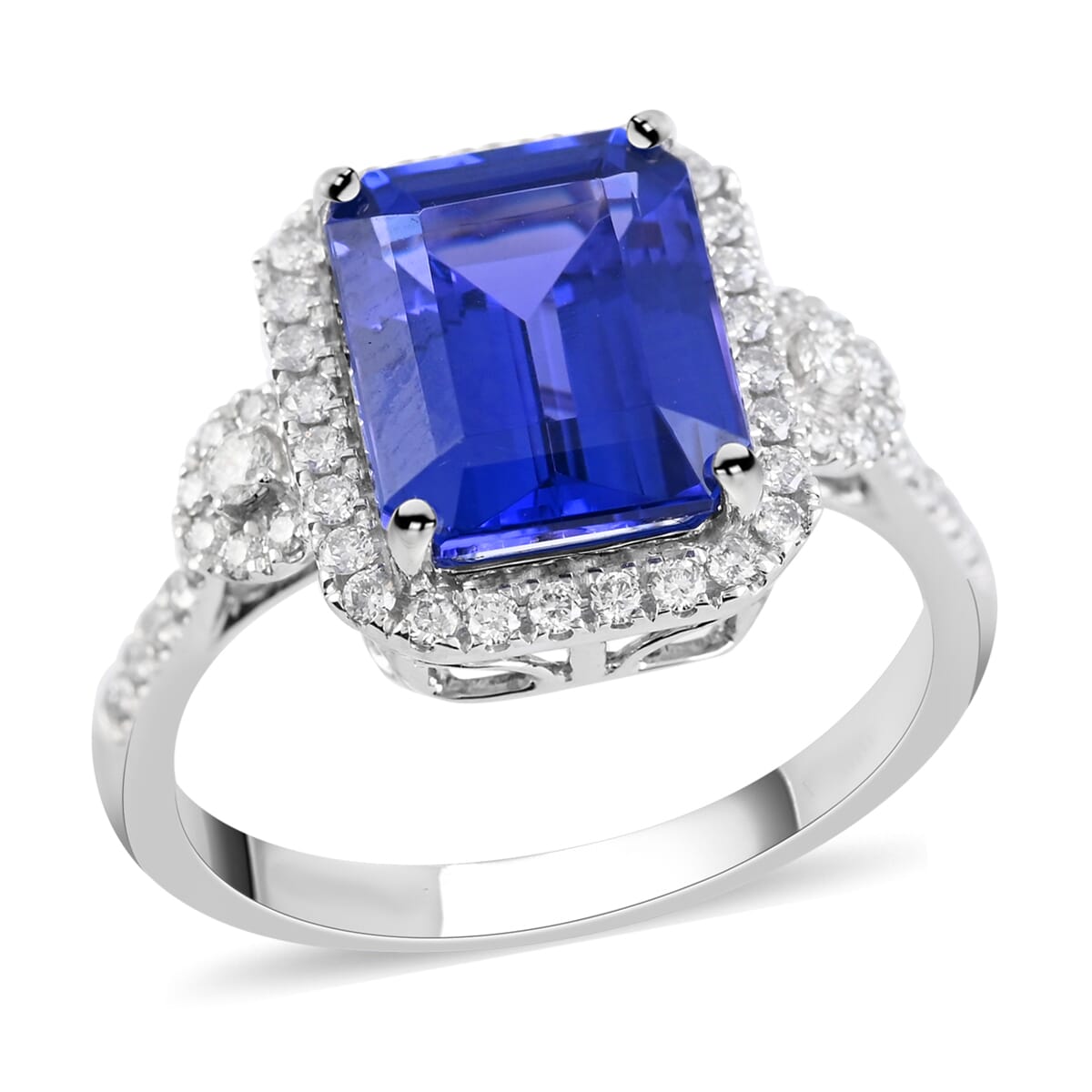 Certified & Appraised Rhapsody 950 Platinum AAAA Tanzanite and E-F VS Diamond Ring (Size 10.0) 5.80 Grams 3.85 ctw (Del. in 10-15 Days)  image number 0