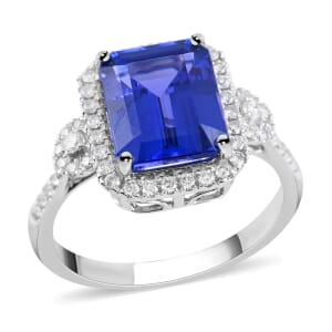 Certified & Appraised Rhapsody 950 Platinum AAAA Tanzanite and E-F VS Diamond Ring (Size 10.0) 5.80 Grams 3.85 ctw (Del. in 10-15 Days) 