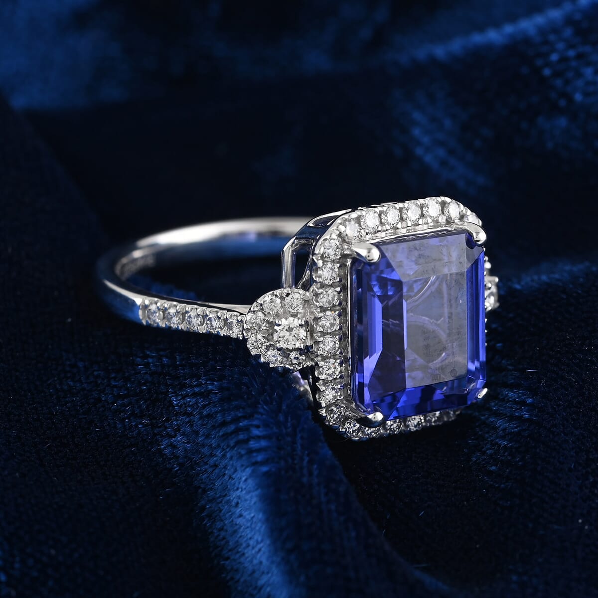 Certified & Appraised Rhapsody 950 Platinum AAAA Tanzanite and E-F VS Diamond Ring (Size 10.0) 5.80 Grams 3.85 ctw (Del. in 10-15 Days)  image number 1