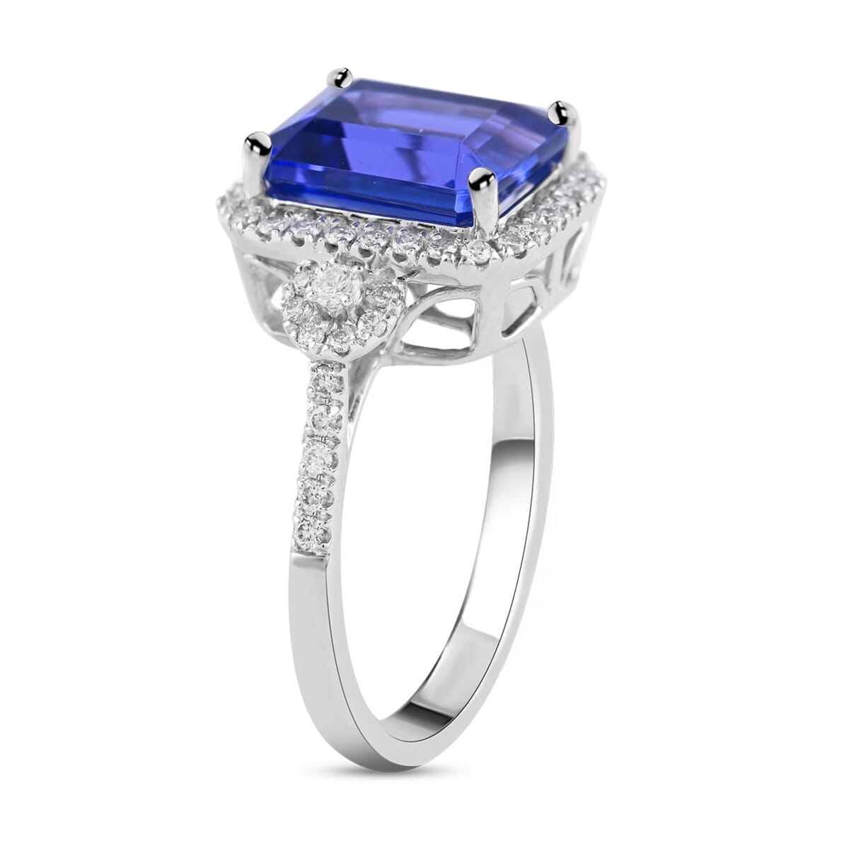 Certified & Appraised Rhapsody 950 Platinum AAAA Tanzanite and E-F VS Diamond Ring (Size 10.0) 5.80 Grams 3.85 ctw (Del. in 10-15 Days)  image number 3