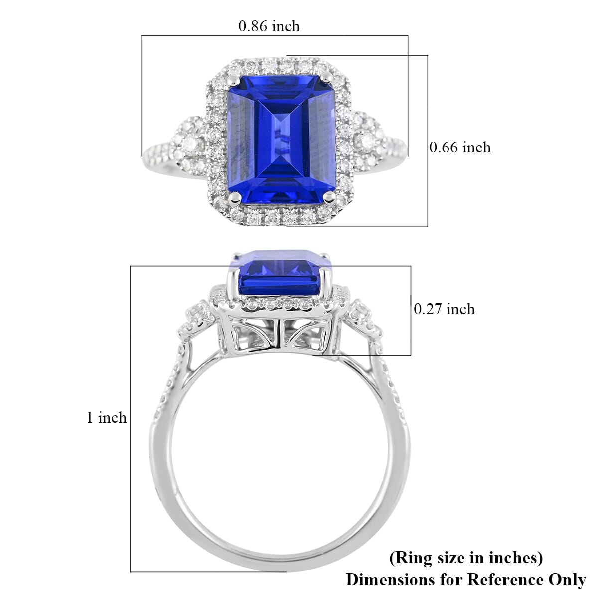 Certified & Appraised Rhapsody 950 Platinum AAAA Tanzanite and E-F VS Diamond Ring (Size 10.0) 5.80 Grams 3.85 ctw (Del. in 10-15 Days)  image number 4