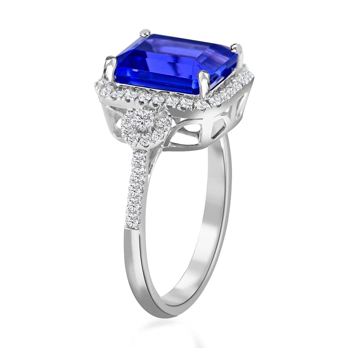 One Of A Kind Certified & Appraised Rhapsody 950 Platinum AAAA Tanzanite and E-F VS Diamond Ring (Size 6.0) 5.80 Grams 3.85 ctw (Del. in 10-15 Days)  image number 3