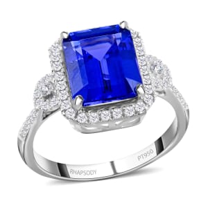 Certified & Appraised Rhapsody 950 Platinum AAAA Tanzanite and E-F VS Diamond Ring (Size 7.0) 5.80 Grams 3.85 ctw (Del. in 10-15 Days) 