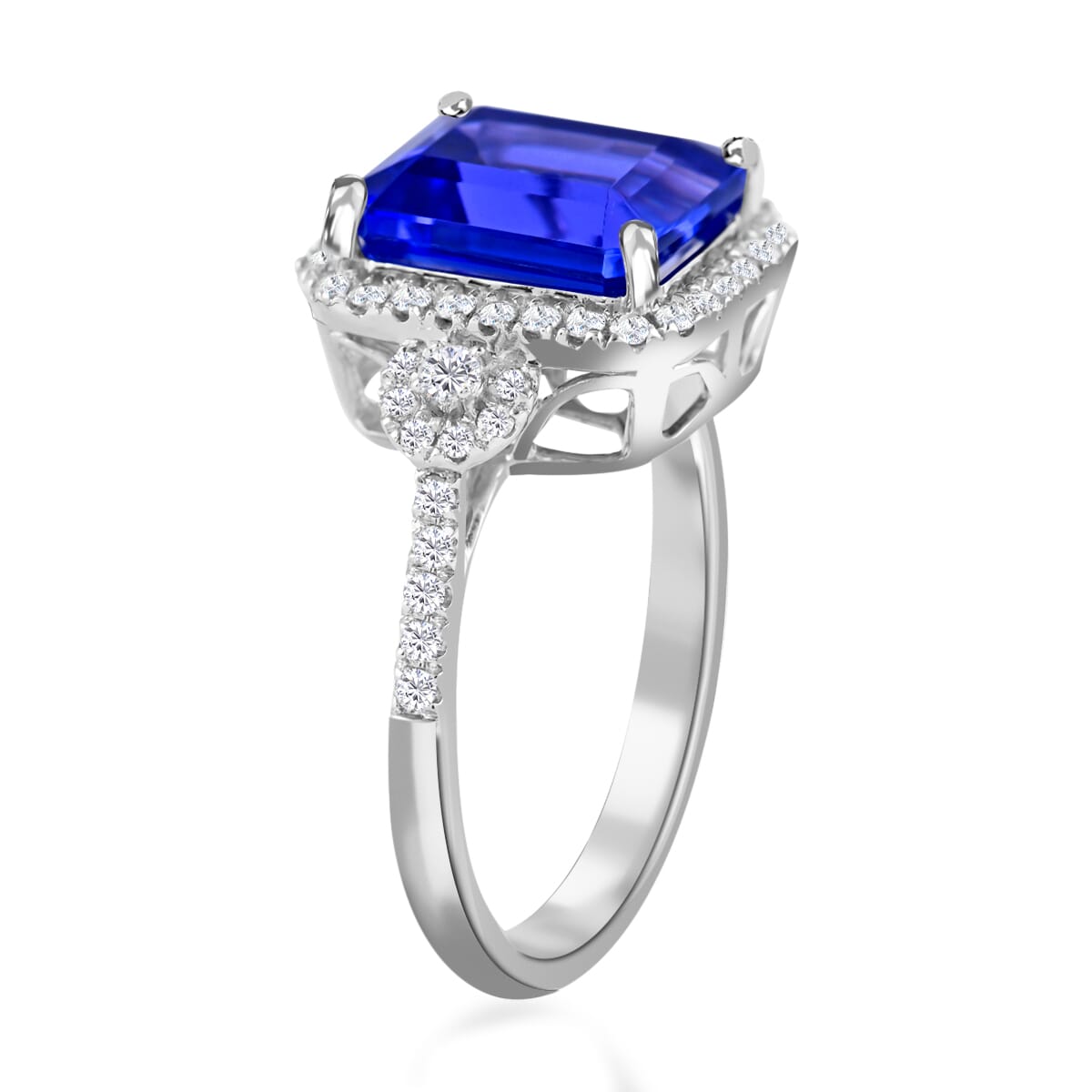 Certified & Appraised Rhapsody 950 Platinum AAAA Tanzanite and E-F VS Diamond Ring (Size 7.0) 5.80 Grams 3.85 ctw (Del. in 10-15 Days)  image number 3