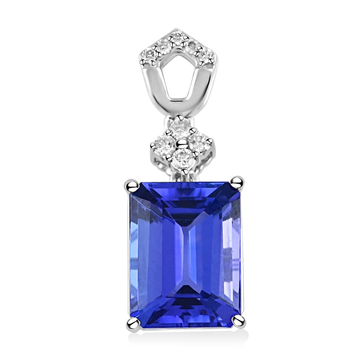 Certified & Appraised Rhapsody 950 Platinum AAAA Tanzanite and E-F VS Diamond Pendant 4.25 ctw image number 0