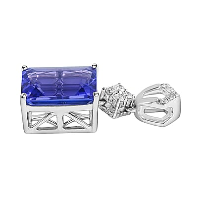 Certified & Appraised Rhapsody 950 Platinum AAAA Tanzanite and E-F VS Diamond Pendant 4.25 ctw