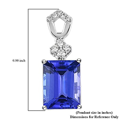 Certified & Appraised Rhapsody 950 Platinum AAAA Tanzanite and E-F VS Diamond Pendant 4.25 ctw