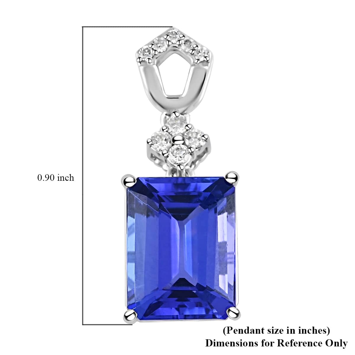 Certified & Appraised Rhapsody 950 Platinum AAAA Tanzanite and E-F VS Diamond Pendant 4.25 ctw image number 3