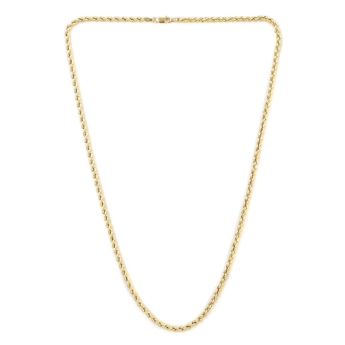 14K Yellow Gold 1.5mm Rope Necklace 22 Inches 1.70 Grams image number 3