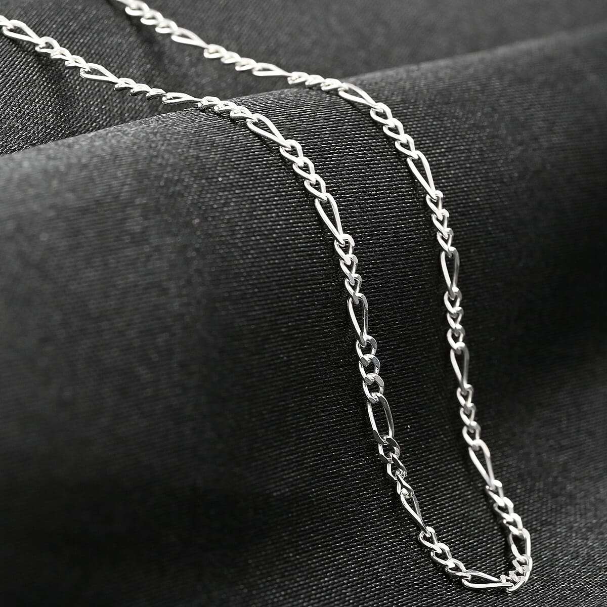 Italian Sterling Silver 1.5mm Diamond-cut Figaro Necklace 24 Inches 2.70 Grams image number 1