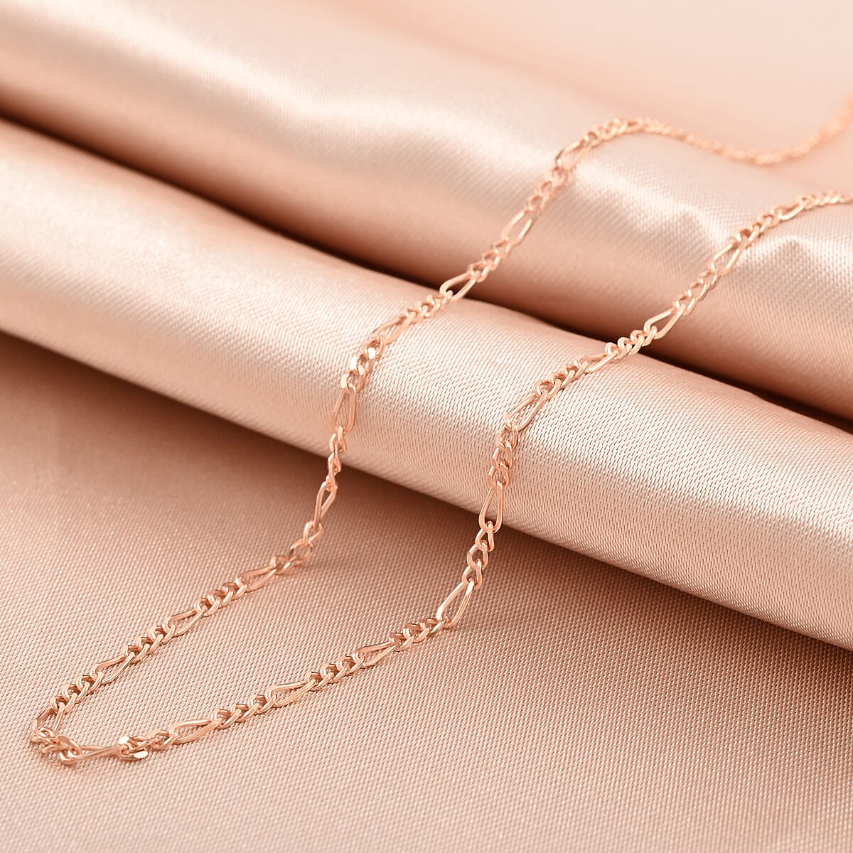 Italian 14K Rose Gold Over Sterling Silver 1.5mm Diamond-cut Figaro Necklace 24 Inches 2.70 Grams image number 1