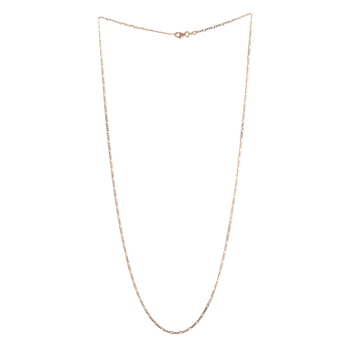Italian 14K Rose Gold Over Sterling Silver 1.5mm Diamond-cut Figaro Necklace 24 Inches 2.70 Grams image number 2