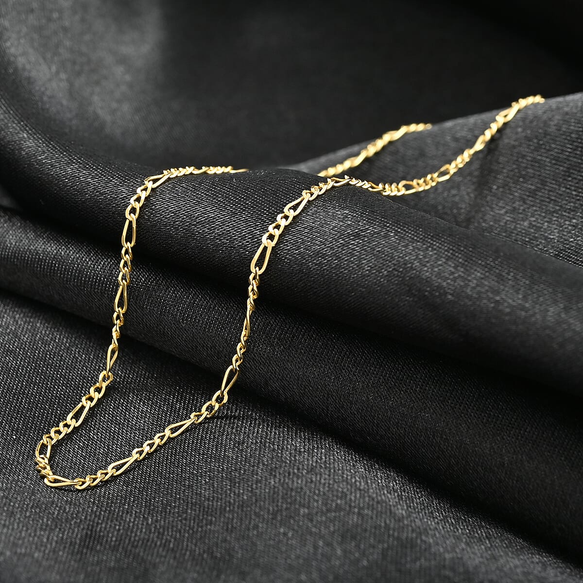 Italian 14K Yellow Gold Over Sterling Silver 1.5mm Diamond-cut Figaro Necklace 24 Inches 2.70 Grams image number 1