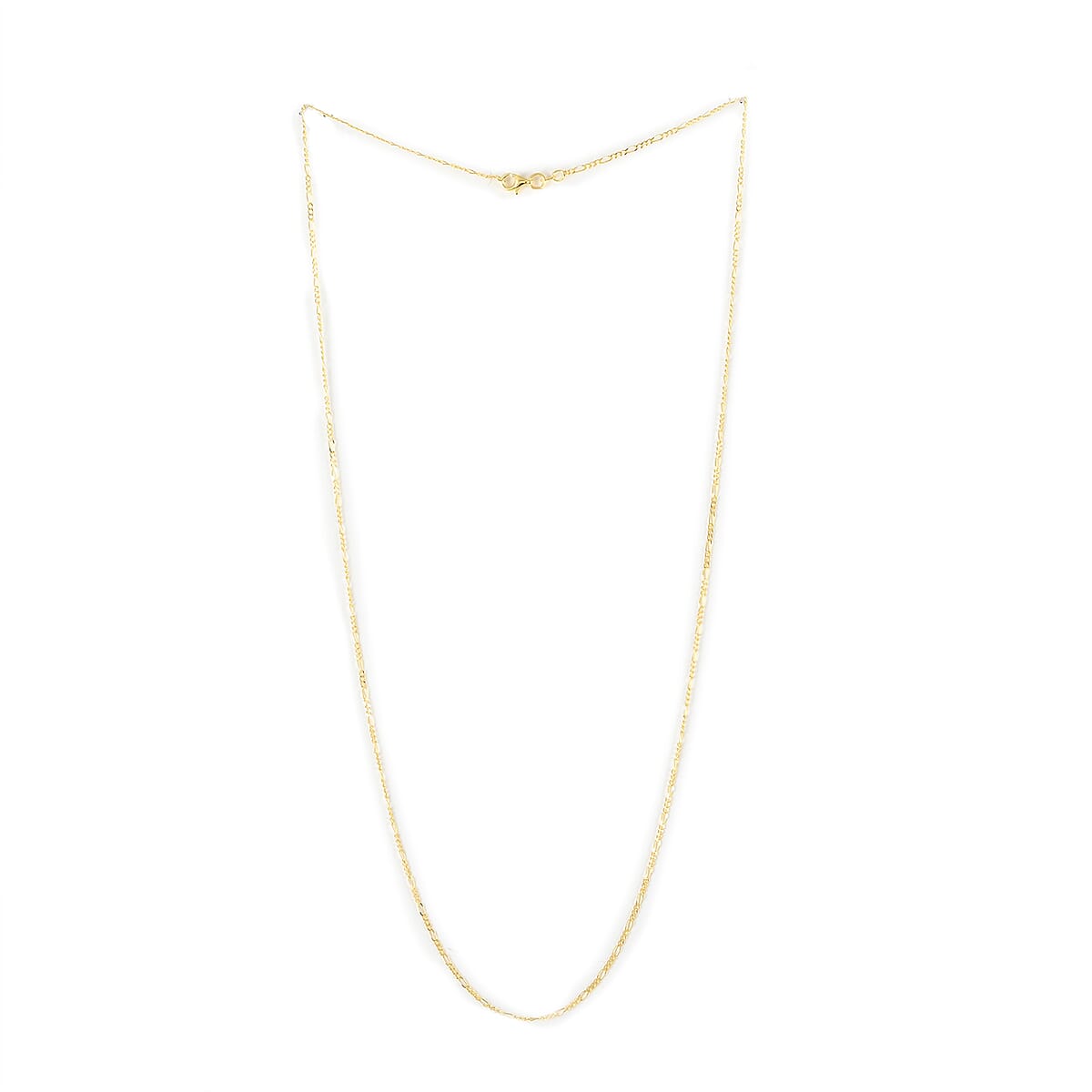 Italian 14K Yellow Gold Over Sterling Silver 1.5mm Diamond-cut Figaro Necklace 24 Inches 2.70 Grams image number 2