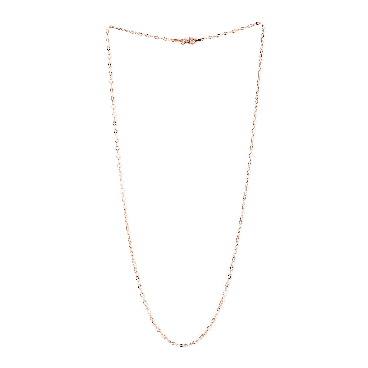 Italian 14K Rose Gold Over Sterling Silver 2.5mm Oval Daisy Necklace 24 Inches 2.70 Grams image number 2