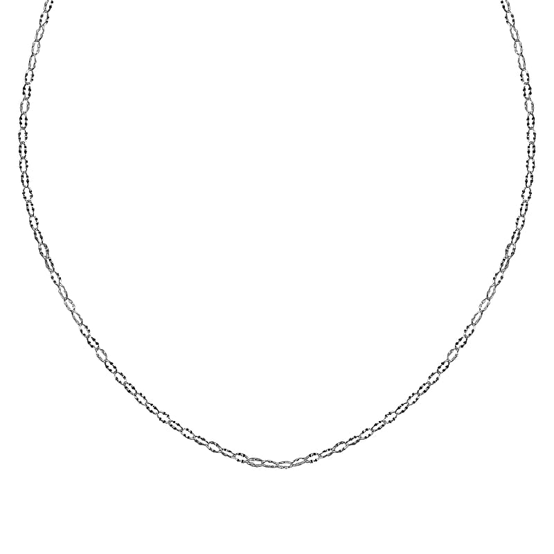 Italian Sterling Silver 2.5mm Oval Daisy Necklace 24 Inches 2.70 Grams