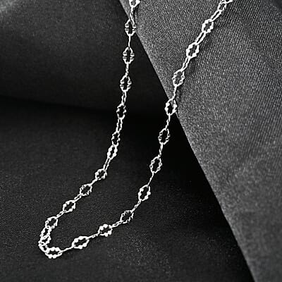 Italian Sterling Silver 2.5mm Oval Daisy Necklace 24 Inches 2.70 Grams