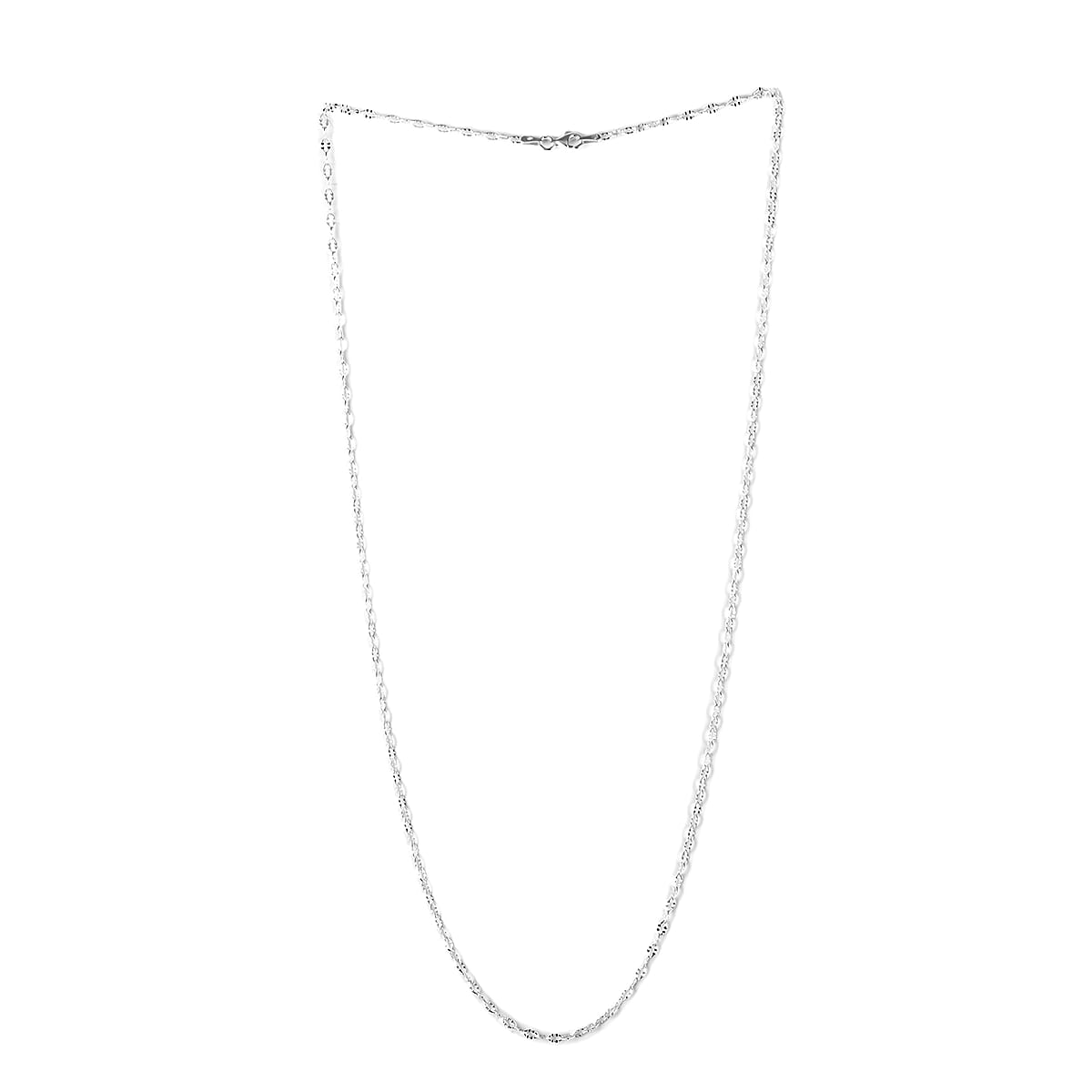 Italian Sterling Silver 2.5mm Oval Daisy Necklace 24 Inches 2.70 Grams image number 2