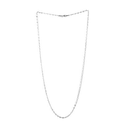 Italian Sterling Silver 2.5mm Oval Daisy Necklace 24 Inches 2.70 Grams