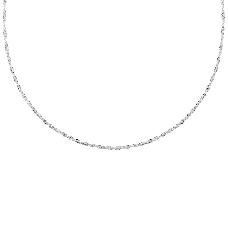 Italian Sterling Silver 0.4mm Singapore Necklace 24 Inches 2 Grams