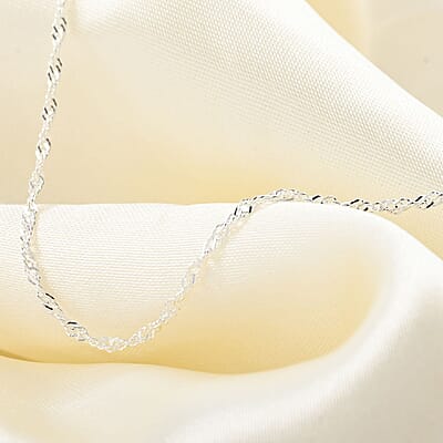 Italian Sterling Silver 0.4mm Singapore Necklace 24 Inches 2 Grams